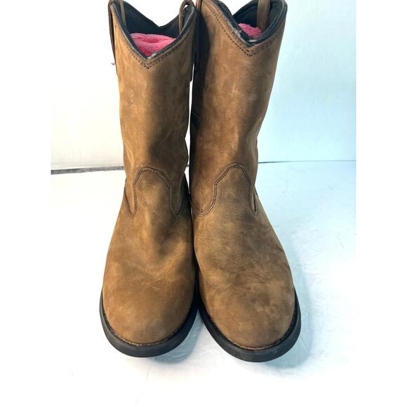 Herman Survivors LIz Women’s Genuine Brown Leather Western Pull On Boots 9 - Picture 3 of 9